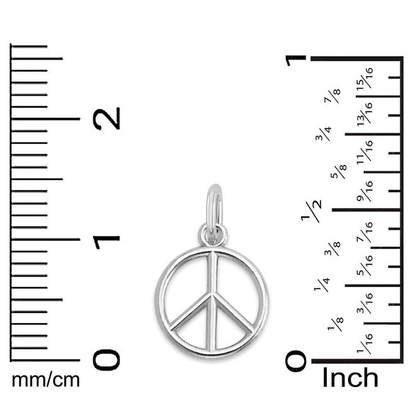 Solid 14k White Gold Peace Sign Charm - Symbolic Jewelry Gifts for Her - Picture 4 of 5